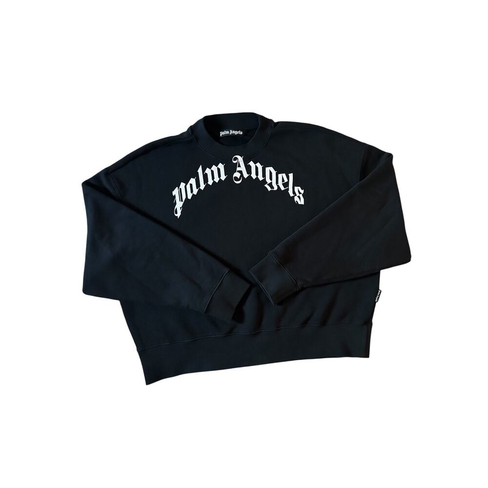 Palm Angeles Men's Curved Logo Crewneck / Sweater Medium PMBA026C Black White
